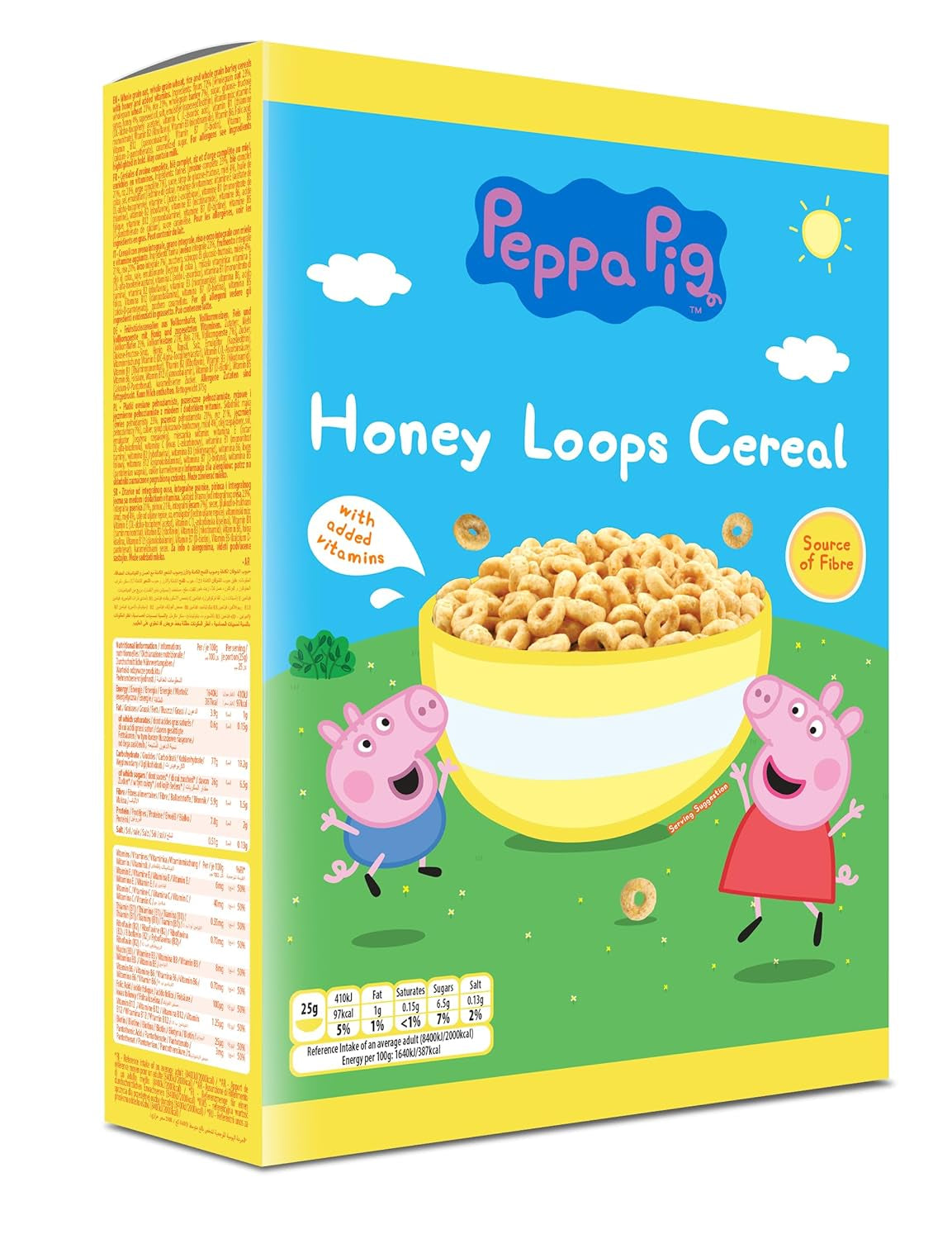 Peppa Pig Honey Loops Cereal, Knusprige Vollkorn Frühstückscerealien Mit Zugesetzten Vitaminen, 1Er-pakket (1 X 375G) Cereal Naty Shop Peppa Pig