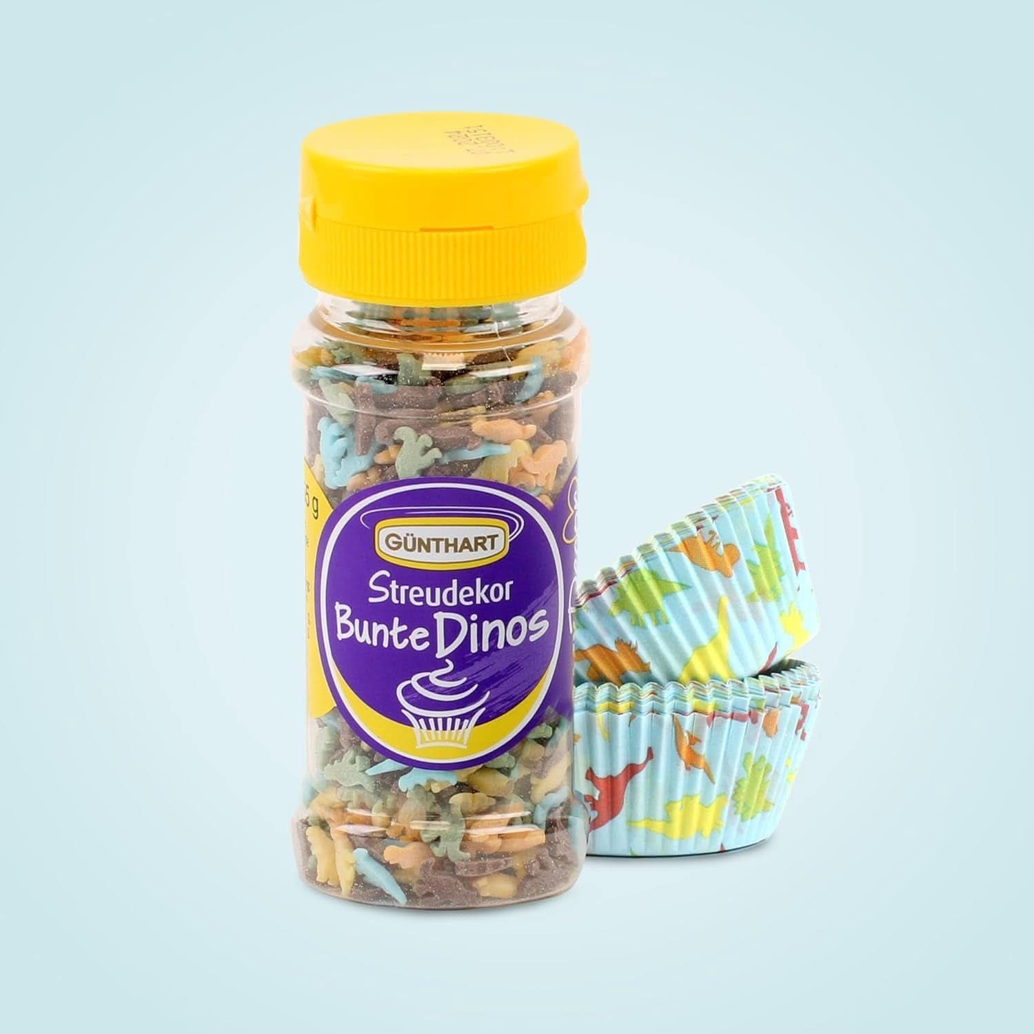 Günthart Dino set, 55 gram + 50 papieren cupcakevormpjes Sprinkles Naty Shop