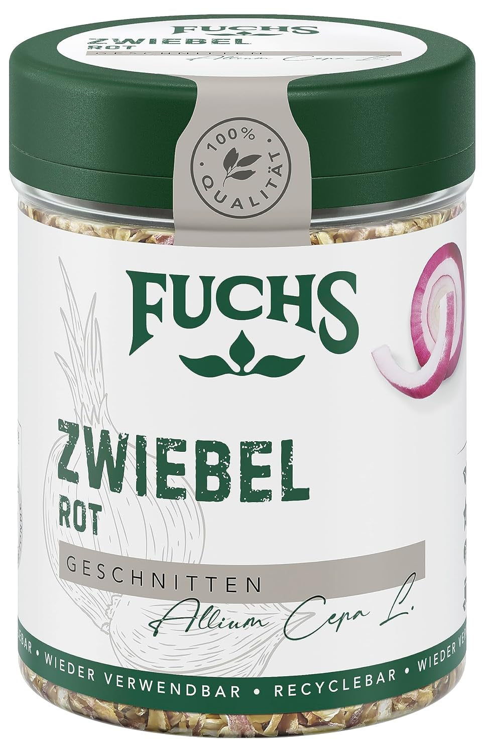 Fuchs Gewürze - Zwiebel rot geschnitten - Gewürz für Pürees, Salade of Brotaufstriche - natuurlijke ingrediënten - 40 g in wiederverwendbarer, recyclebarer Dosis
