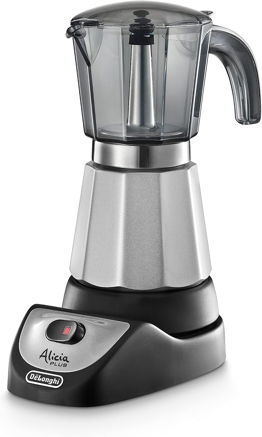 De'Longhi Alicia Plus EMKM6.B Moka Pot (360° draaibaar, 550 W) Zilver-zwart