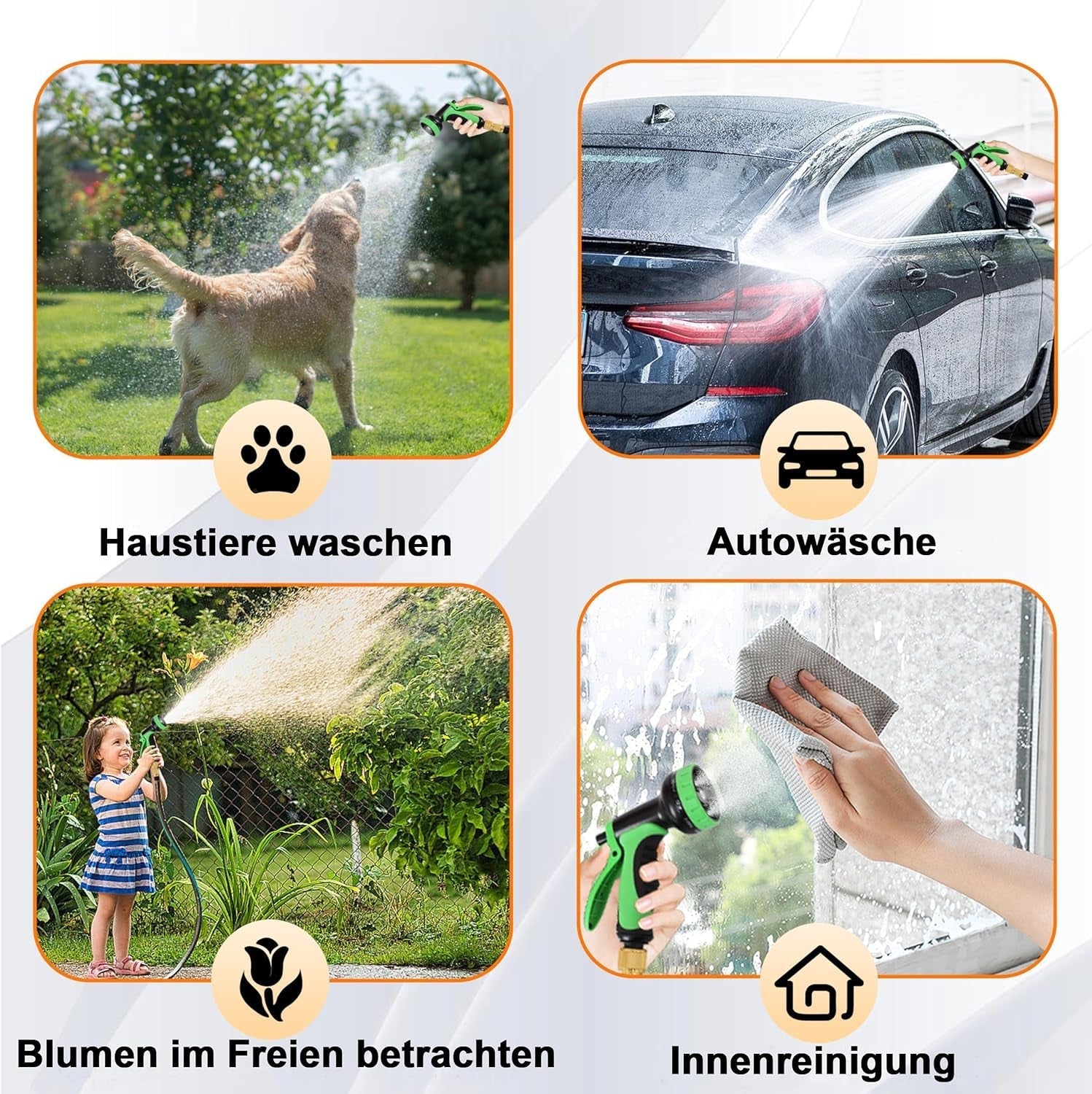 45 m uittrekbare tuinslang, automatisch intrekbare flexibele waterslang, 10 spuitpatronen, TPE 2500D, metalen connectoren, voor extra grote tuinen, landbouw, schoonmaak