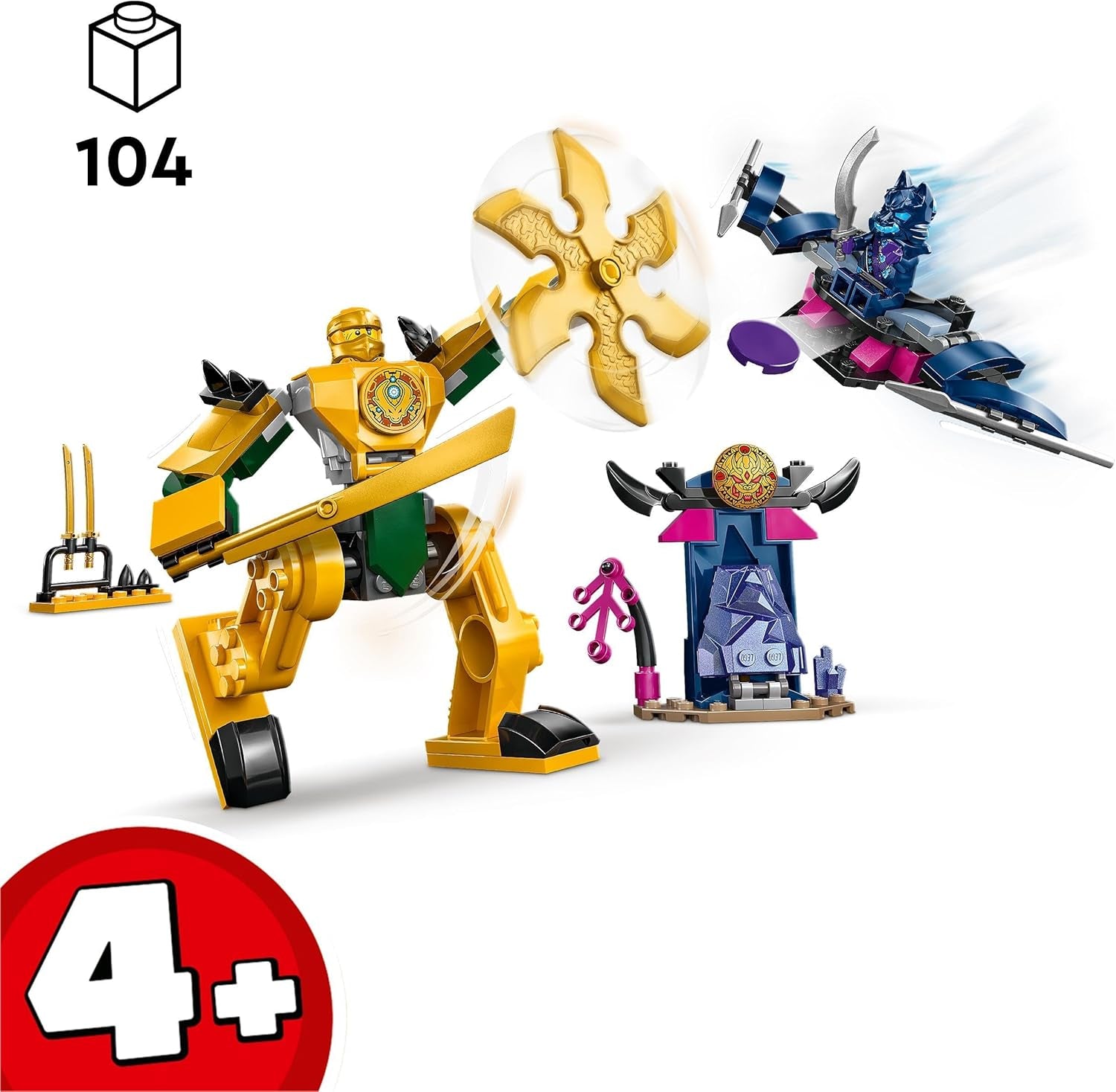 LEGO NINJAGO Arins Strijdmecha, Ninjaspeelgoed voor kinderen vanaf 4 jaar Met figuren Incl. Arin met mini-katana, actiefiguren en mechs, klein cadeautje voor jongens en meisjes 71804 Bouwsets Besuche den LEGO-Store