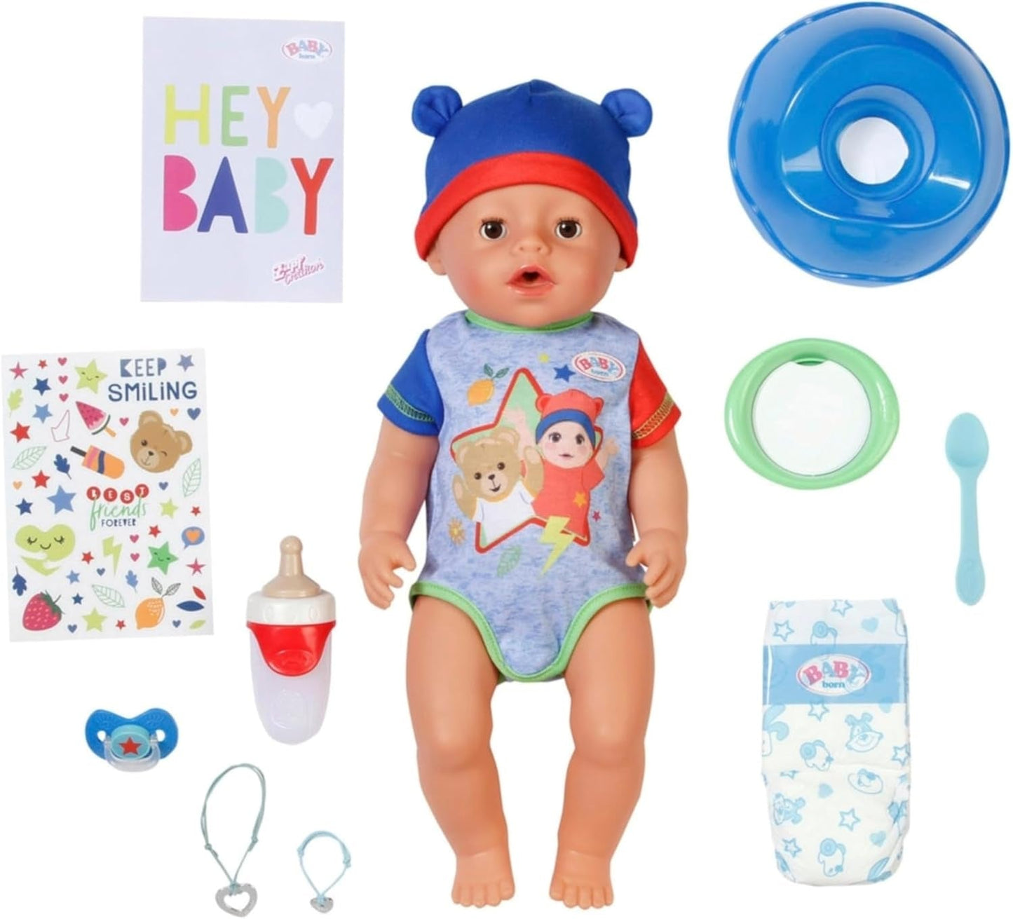 BABY Born Jonas - babypop 43 cm - 10 functies inclusief accessoires en matras - Werkt volledig zonder batterijen - Geschikt voor kinderen vanaf 3 jaar