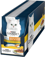 Gourmet Perle Delight kattennatvoer in saus met kip, verpakking van 26 (26 x 85 g)