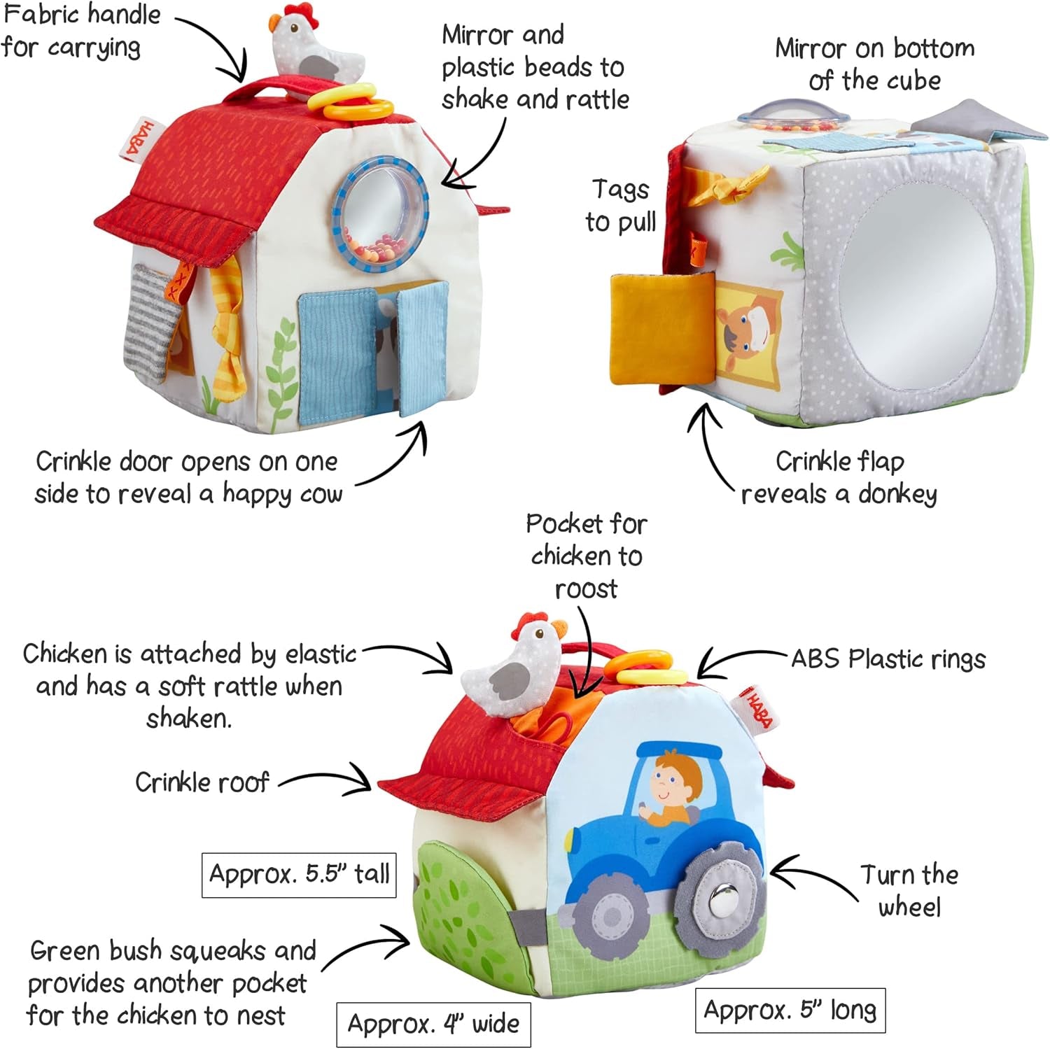 HABA 306383 - Speelkubusboerderij, multifunctioneel speelgoed vanaf 6 maanden Babyspeelgoed Naty Shop