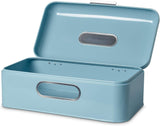 ECHTWERK Retro metalen broodtrommel met kijkvenster en deksel, set van 3 elegante opbergdozen, 1,4 liter inhoud, rode voedselbewaardozen Naty Shop lichtblauw grote enkele
