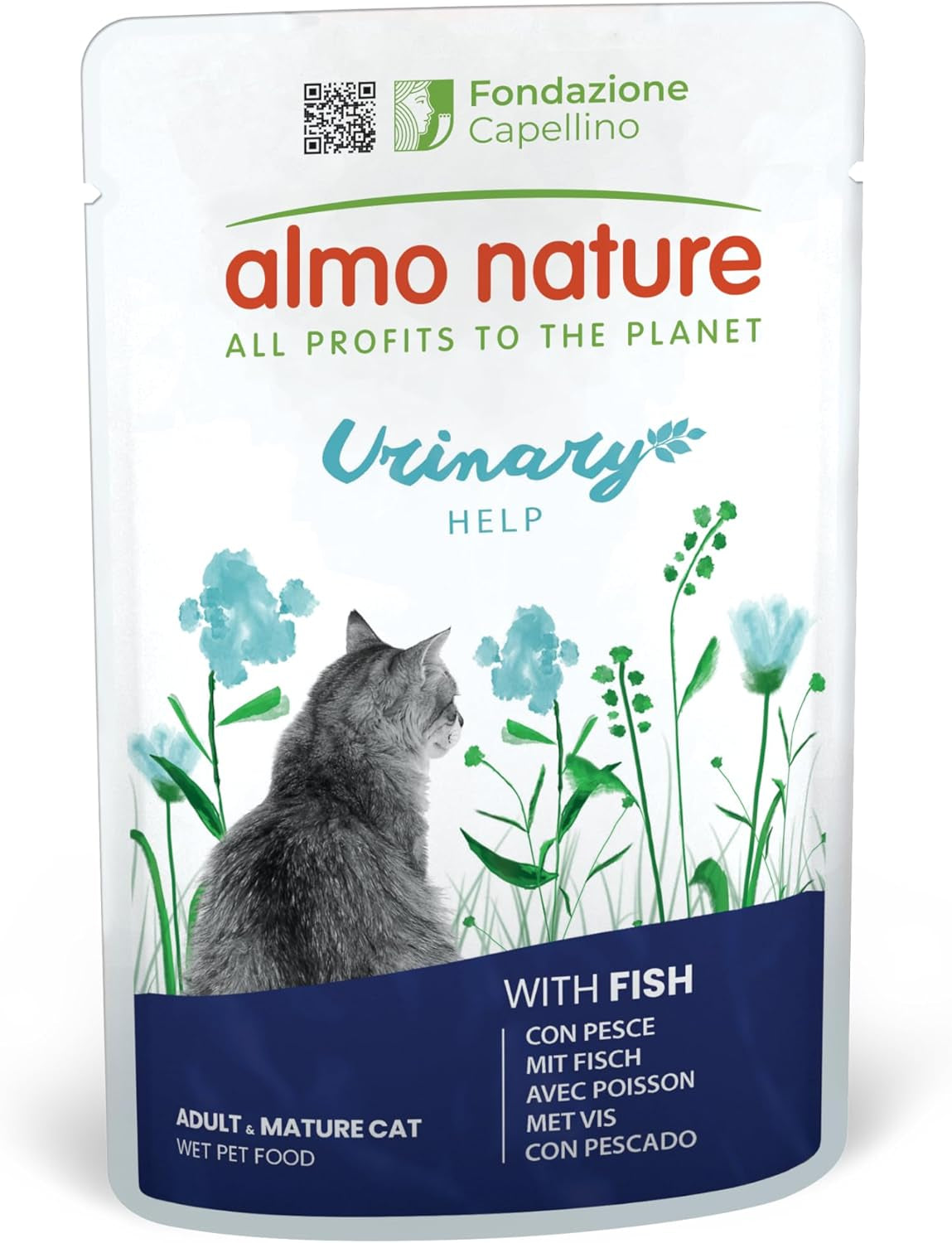 Almo Nature Functionele Urinaire Hulp - Nassfutter für ausgewachsene Katzen mit Fisch - Unterstützung für die Gesundheit der Harnwege - 30 Zakjes à 70g