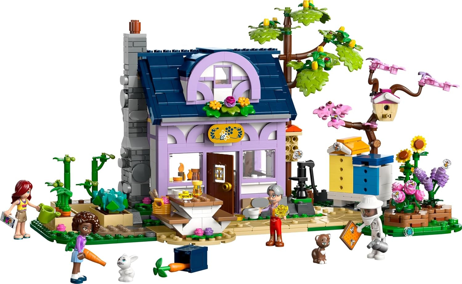 LEGO Friends Huis en bloementuin De imker bouwset Natuurspeelset Cadeau voor meisjes 12+ Bouwbare modelset 4 minifiguren en dierfiguren Kat en konijn 42669 Bouwsets Besuche in LEGO-Store