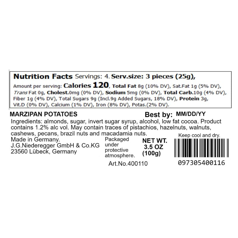 Aardappelen met Niederegger-marsepein 100g