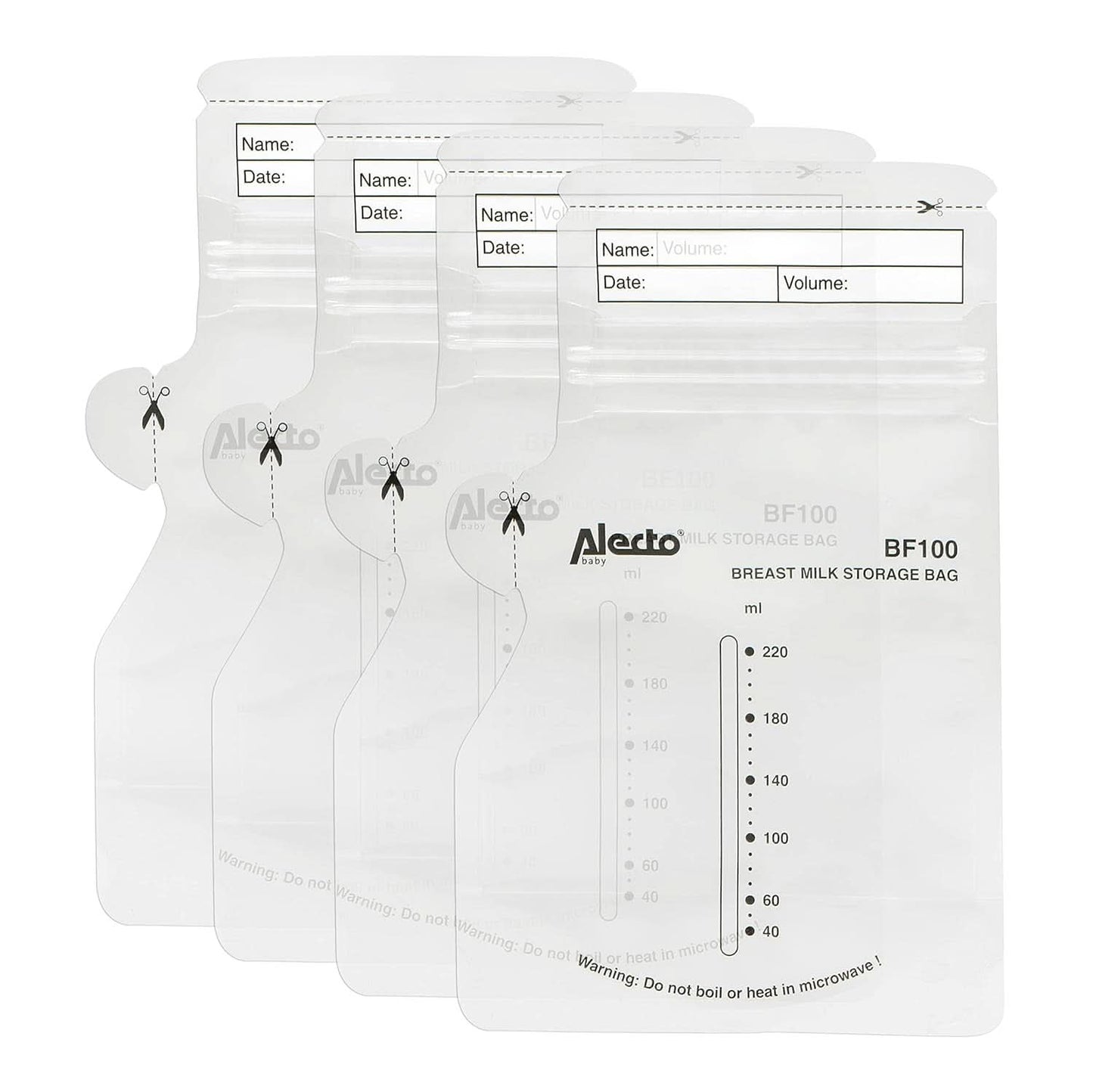 BF100 Bewaarzakje voor moedermelk - Zakje voor moedermelk - inhoud 220 Ml - 100 stuks - Transparant Voedings- en Borstvoedingsaccessoires Bebe Naty Shop