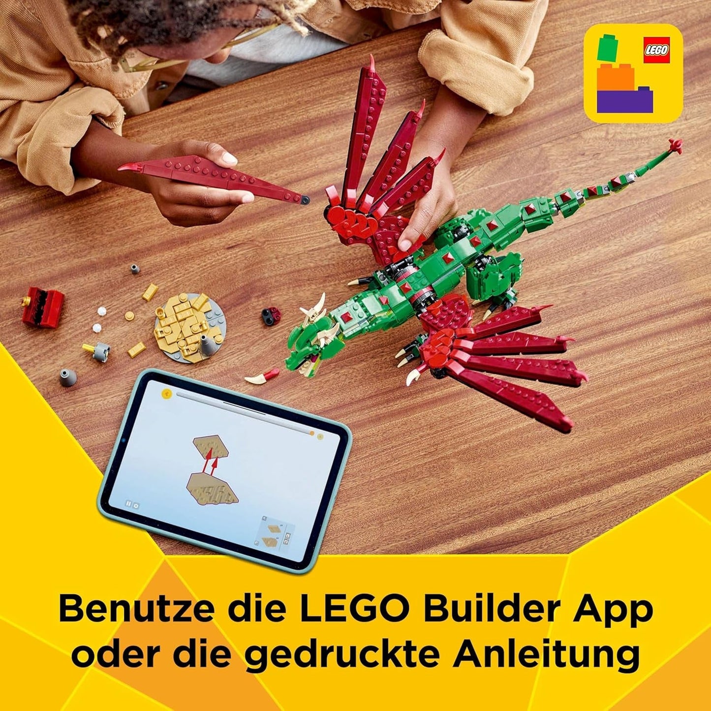 LEGO Creator 3In1 Groene Draak - Speelgoed - Kan worden omgezet in een zeeslang of feniks - Dierenbouwspeelgoed voor kinderen - Cadeau voor jongens en meisjes vanaf 9 jaar 31161 Bouwsets Besuche den LEGO-Store