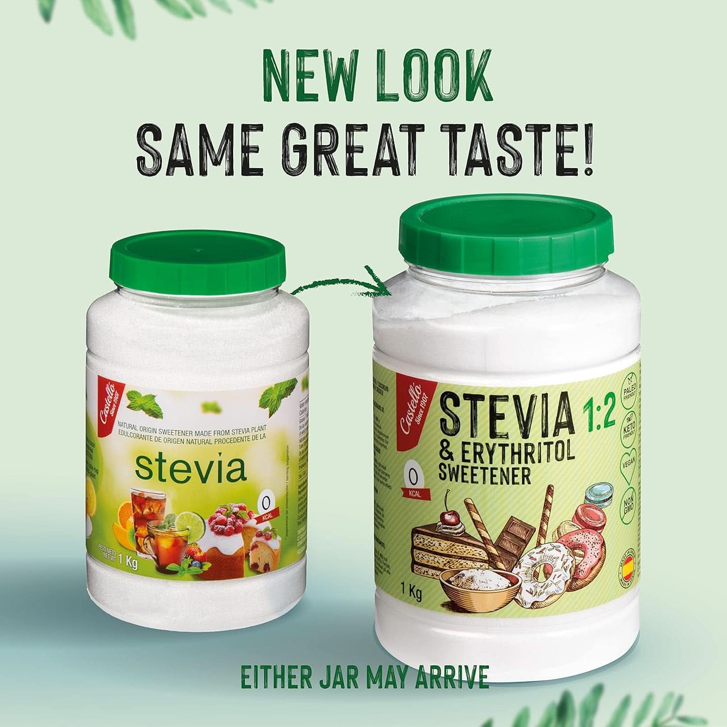 Stevia + Erythritol 1:2 Zoetstof, 1G = 2G Suiker, 1 Kg Zoetstoffen Naty Shop
