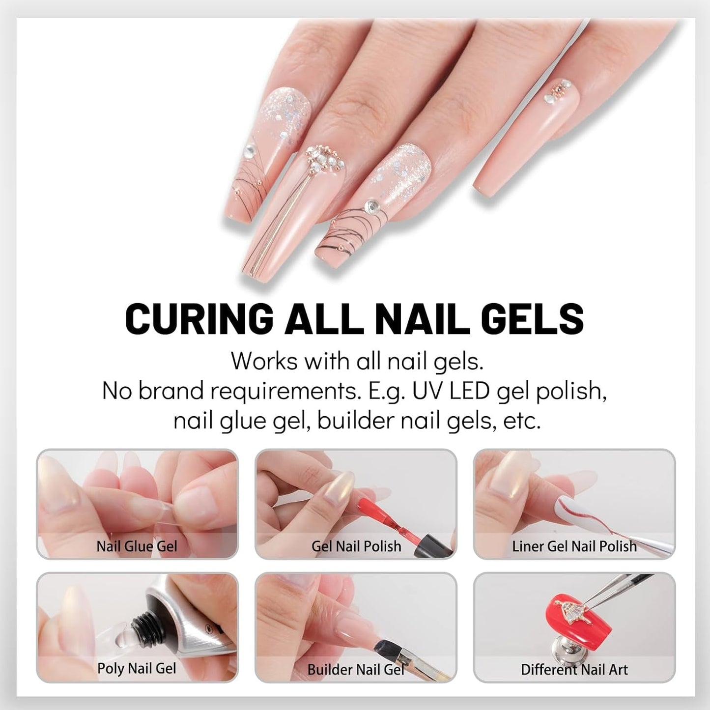 Aokitec Mini LED UV-lamp, UV-gelnagellamp, draagbare nageldroger voor alle soorten gelnagellak, uithardingstool in muisvorm, compact, lichtgewicht met USB-kabel (wit)