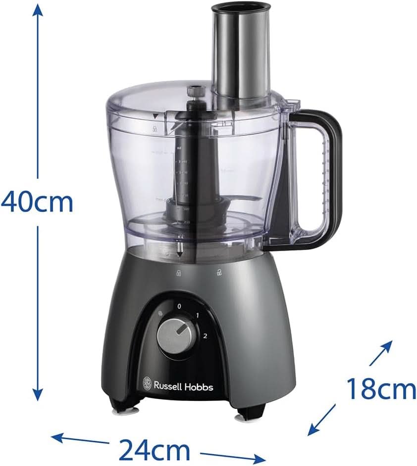 Russell Hobbs Keukenmachine [Blender/Groentenhakmolen/Tafelblender/Hakker/Blender] Keukenmachine (Kneden, Mixen en Snijden), Matte Houtskoolkeuken Naty Shop