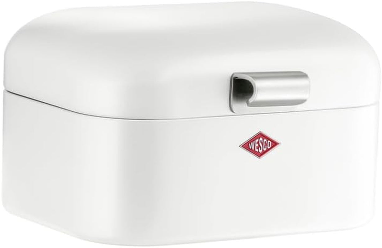 Wesco Mini Grandy broodtrommel in roze, gepoedercoate staalplaat, ventilatiegaten en stevige handgreep Voedselopbergdozen Naty Shop Wit