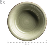 MÄSER Serviesset voor 6 personen, moderne vintage look, 12-delig tafelservies, handgeschilderd, groen, tegel, olijfgroen (Bel Tempo II)