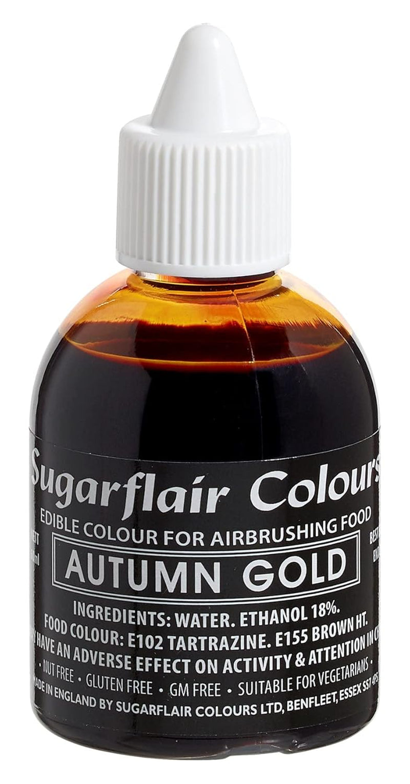 Sugarflair Airbrush Kleurstof Gouden Goud Eetbare Vloeibare Kleurstof Airbrush Kleurcakes Muffins Glazuur en Taartdecoratie - 60ml