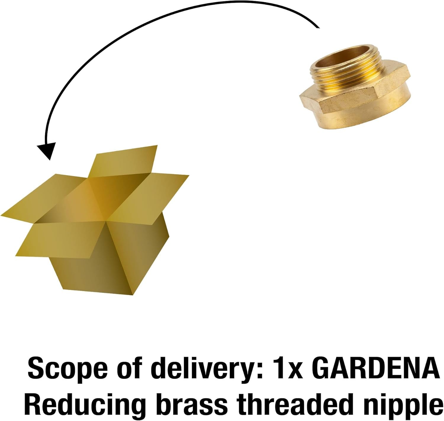 Gardena Messing Verloopnippel: Messing connector voor schroefdraadverloop bijv. voor pompen, 33,3 mm buitendraad (G 1 inch) / 42 mm binnendraad (G 1 1/4 inch) (7266-20)