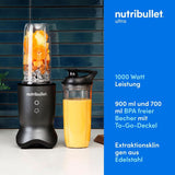 Nutribullet Personal Blender, Der Leistungsstärkste Mixer Für Eine Portion, 1000 Watt en Leiser Motor, 900 Ml Becher Aus Tritan Renew, Leuchtende Touch Bedienknöpfe, Dunkel Grau Bucatarie Naty Shop