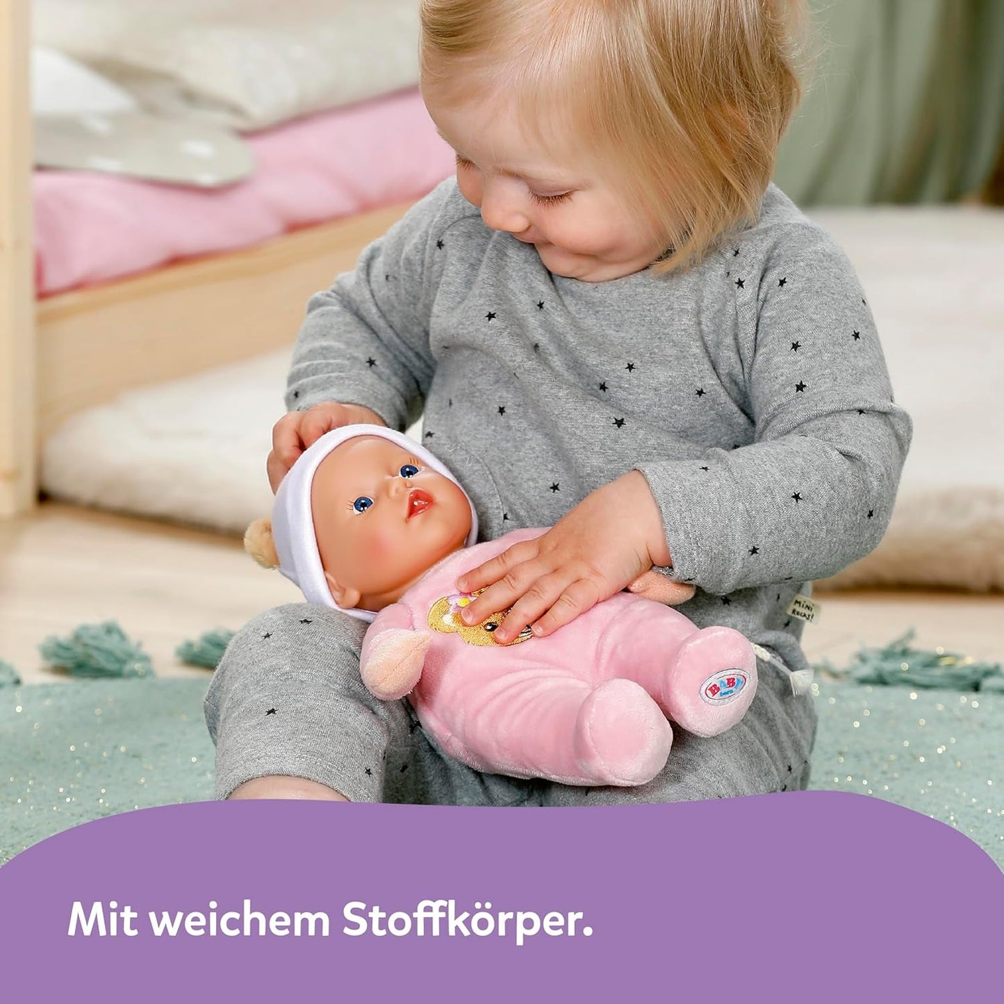 Baby Born Rosie zachte pop 30 cm met 6 geluiden en fles, roze