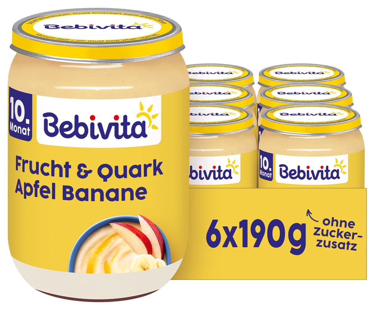 DUO Fruit en Yoghurt/Kwark Appel-Banaan/Kwark, 190g, verpakking van 6 (6x190g)