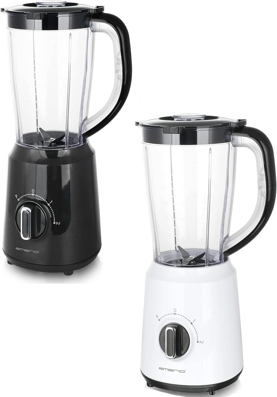 Emerio Standmixer BPA Frei Crush Ice-functie 1,5L Behälter 2 Geschwindigkeiten + Pulse-functie Messereinheit Aus Edelstahl Sicherheitsschalter Geschirrspülgeeignet 500 Watt BL-12816.8 Zwart Bucatarie Naty Shop
