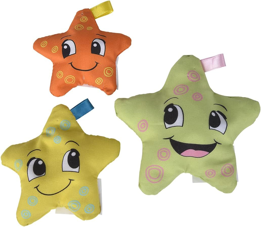 Simba 104010071 - ABC zachte zeester, kinderspeelgoed, textielsterren gevuld met polystyreen, 3 stuks, vanaf 6 maanden Babyspeelgoed Naty Shop Standaard titel
