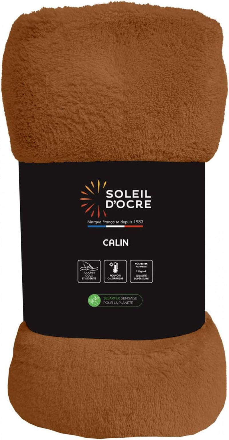 Soleil D'Ocre, flanellen deken, 220 X 240 Cm, Calin, bruin Dekbedden en dekbedden Naty Shop Oranje 220 X 240 Cm