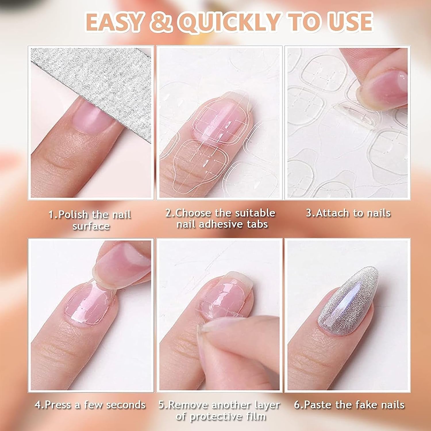 100 stuks nagelkunstsjablonen modelleringssjablonen zelfklevend met 4 vellen doorzichtig zelfklevende nagelpads en 3 nagelvijlen gelnagelverlengingsaccessoires voor kunstnagels