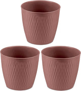 Set van 5 bruine potten, diameter 16 cm - Stevige kunststof potten - Decoratieve plantenbak met afwateringsmogelijkheid - Elegante pot voor binnen en buiten