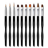 Nail Art Pinsel Set, 10-delige Nageldesign Malerei Pinsel, Professionelle Nail Art Design Pinsel, Nail Fine Liner Pinsel, Zwart