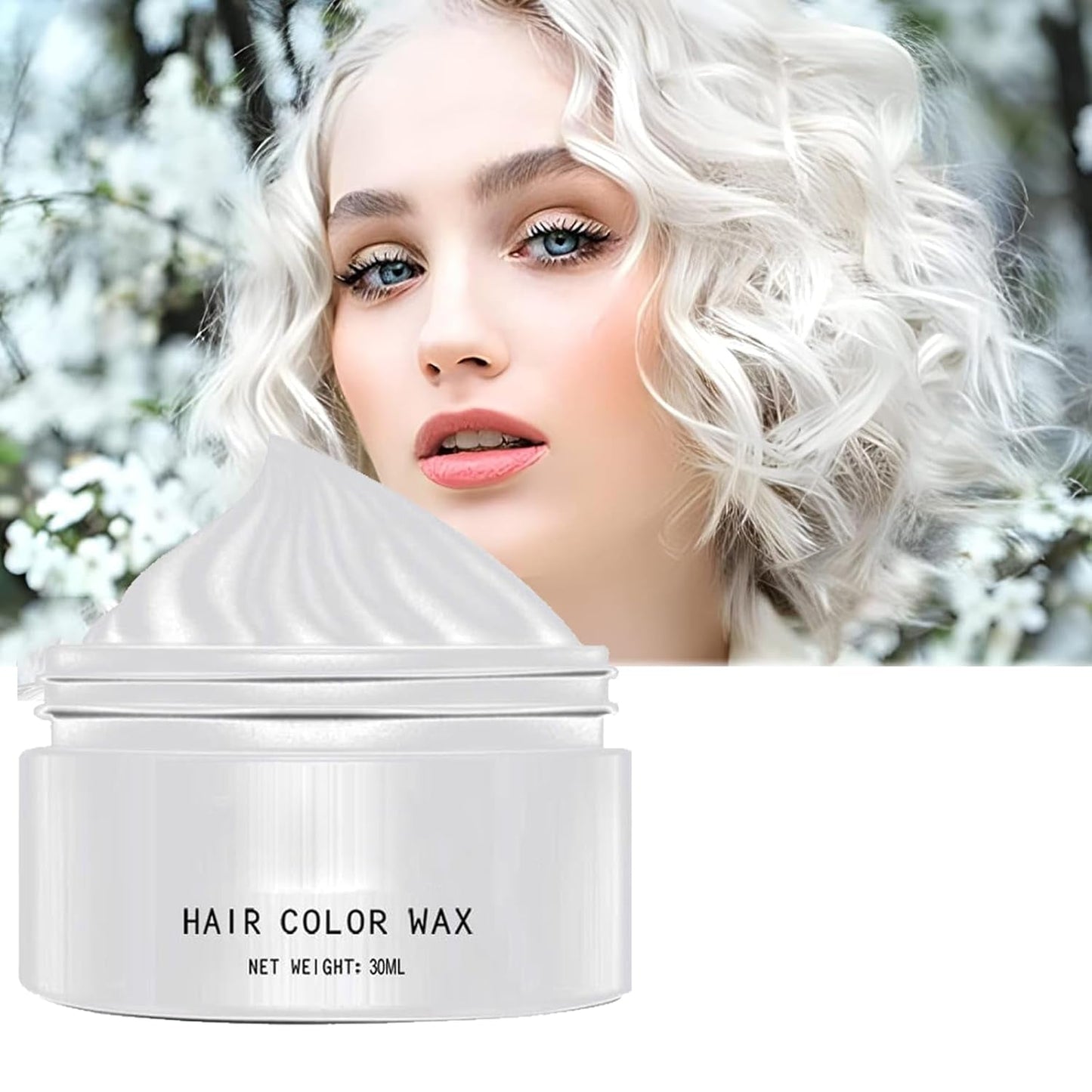 Natuurlijke witte haarverf, witte haarwaskleurstof, unisex witte natuurlijke haarverf, witte haarverf, cosplay Halloween feest haarwas, haarverf feest haarwas, 30ML Naty Shop haarverf