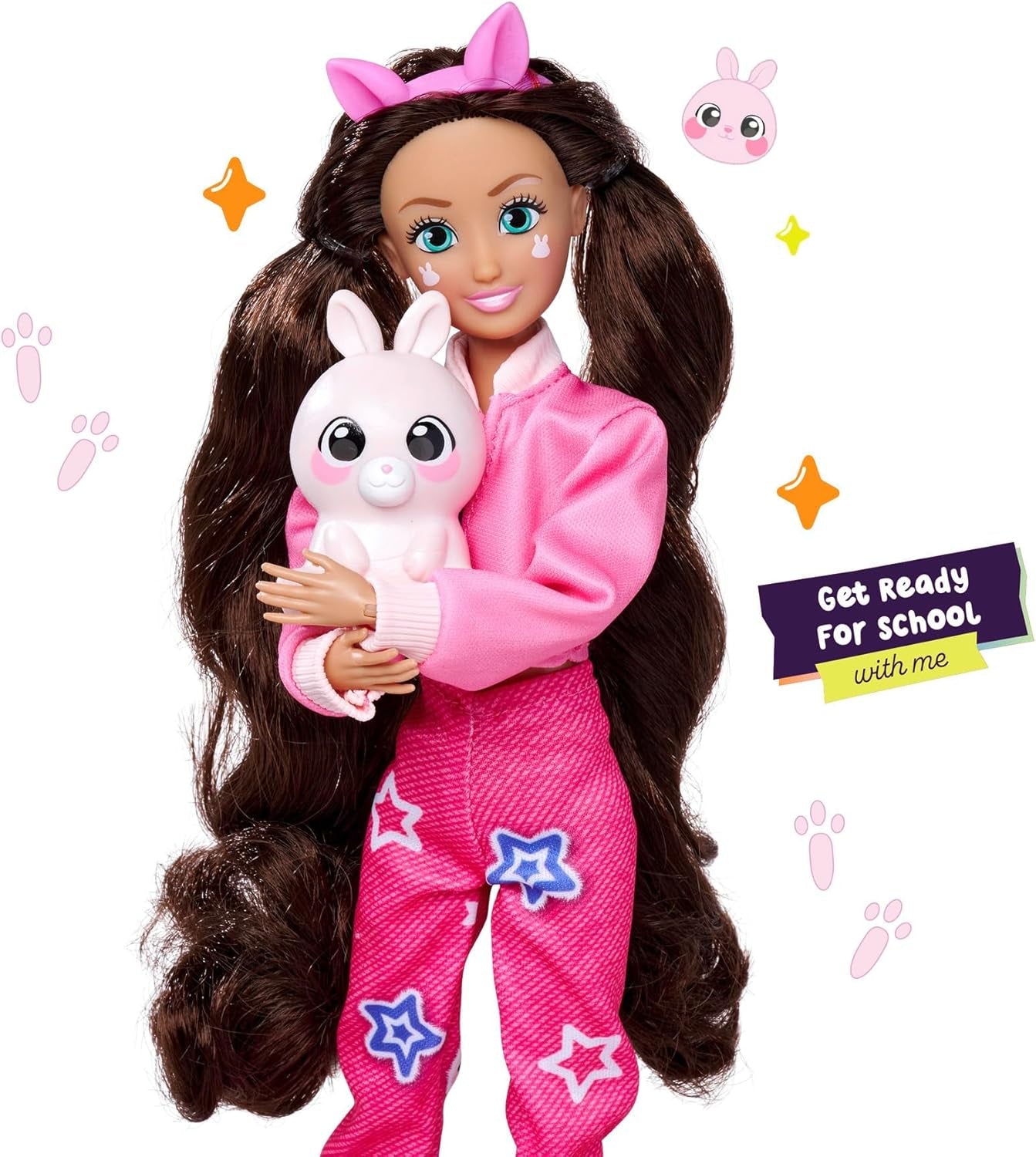 Simba 105953975 - Kawaii Hi Dress-Up Lucy-pop (26 cm) - Gelede kappersmodepop, konijnenpop met lang haar en speelgoedaccessoires voor 4 jaar en ouder