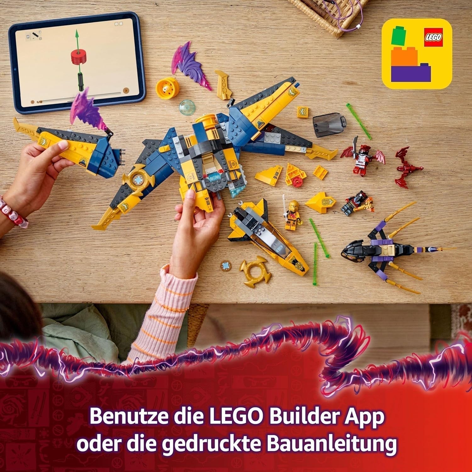 Ras en Arin's LEGO NINJAGO Super Storm Flyer - Speelgoed met drone, schieters, messen en motoren - Incl. 3 Ninja rollenspel-minifiguren - bouwset voor jongens en meisjes vanaf 8 jaar 71833 Bouwsets Besuche in LEGO-Store