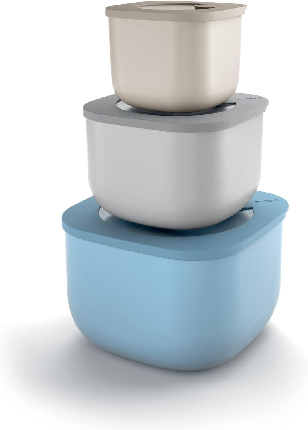 Guzzini - Kitchen Active Design, STORE&MORE Set van 3 luchtdichte dozen voor koelkast/vriezer/magnetron, hoog - 19,5 x 19,5 x h12,3 cm | 750/1550/2800 cc- 17070852 Voedselbewaardozen Naty Shop 19,5 X 19,5 X 12,3 Cm Enkel