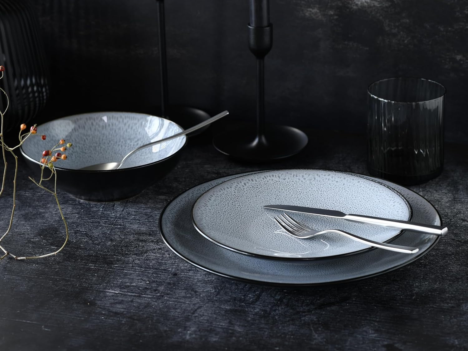CreaTable, 23964, Serie Malmö, 18-teiliges Geschirrset voor 6 Personen, Teller Set aus Steinzeug, spülmaschinen- en microwellengeeignet, Qualitätsproductie