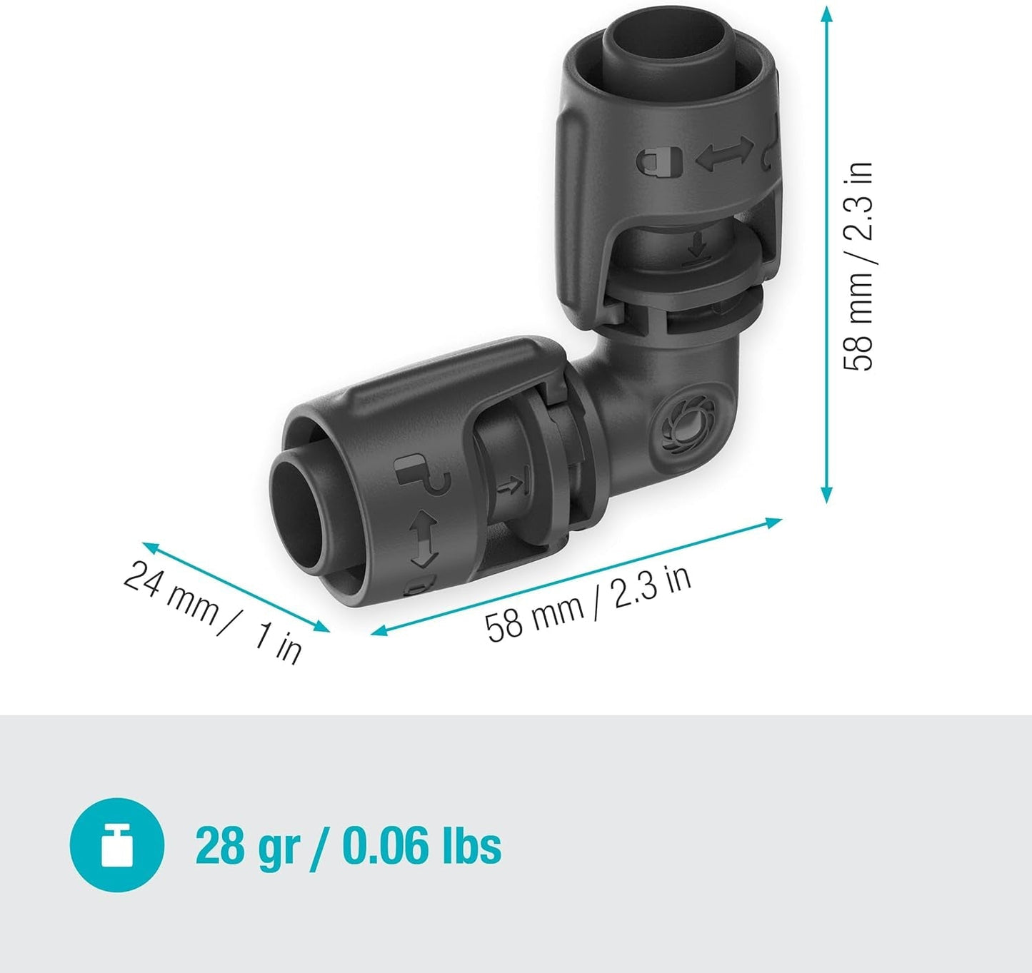 Gardena Micro-Drip-irrigatiesysteem L-stuk 13 mm (1/2"): pijpconnector voor het omkeren van 13 mm toevoerleidingen, gereedschapsloze montage, herbruikbaar (13202-20)
