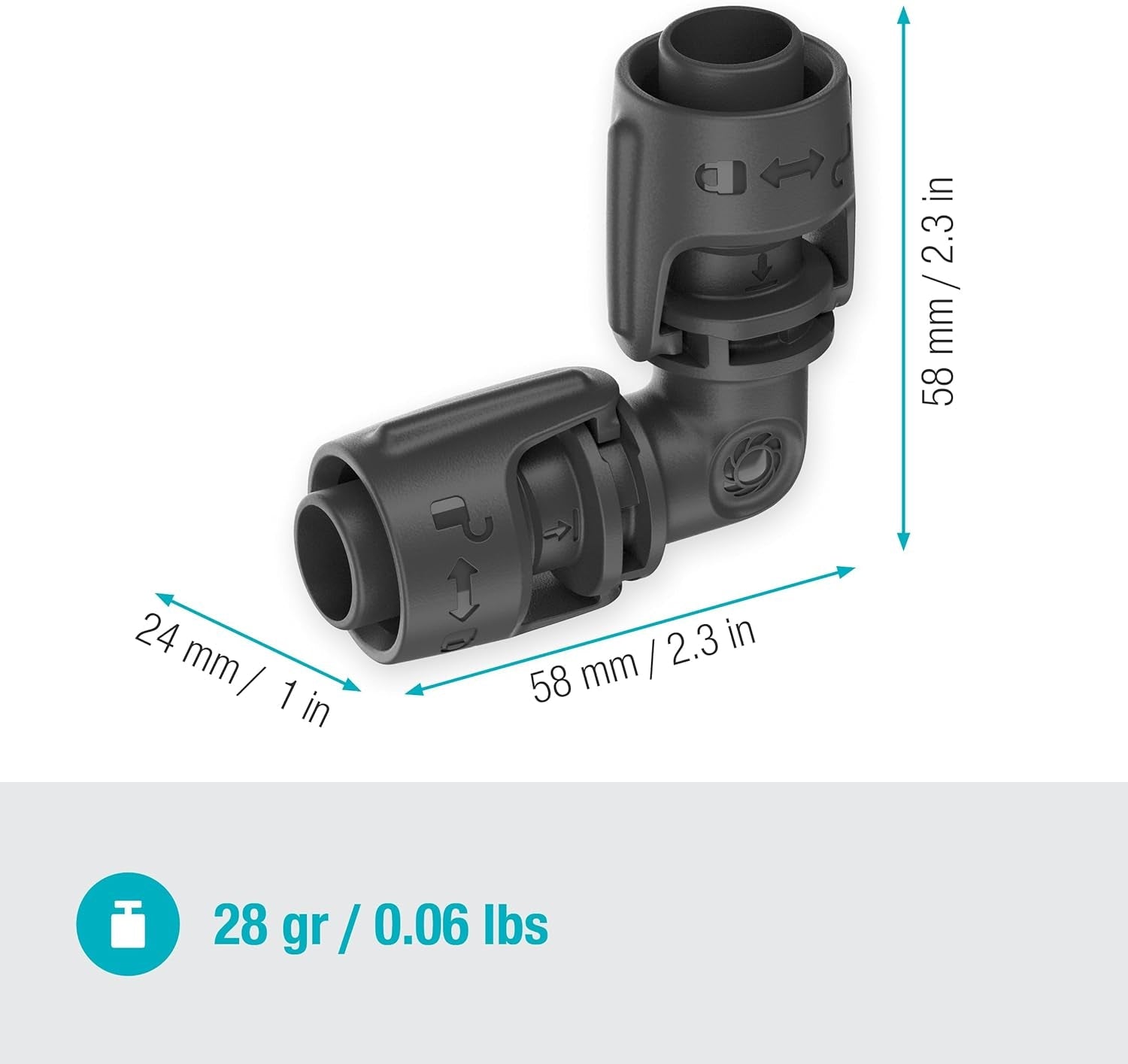 Gardena Micro-Drip-irrigatiesysteem L-stuk 13 mm (1/2"): pijpconnector voor het omkeren van 13 mm toevoerleidingen, gereedschapsloze montage, herbruikbaar (13202-20)