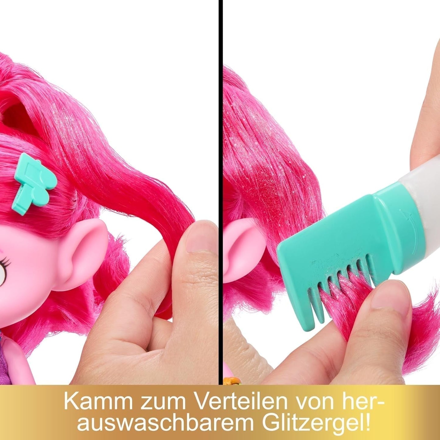 Mattel DREAMWORKS TROLLS Together Strong - Haarsmaakvolle Queen Poppy-modepop - 15+ accessoires, glitterkam, wasbare glittergel, voor kinderen vanaf 3 jaar, HNF25 Naty Shop-poppen