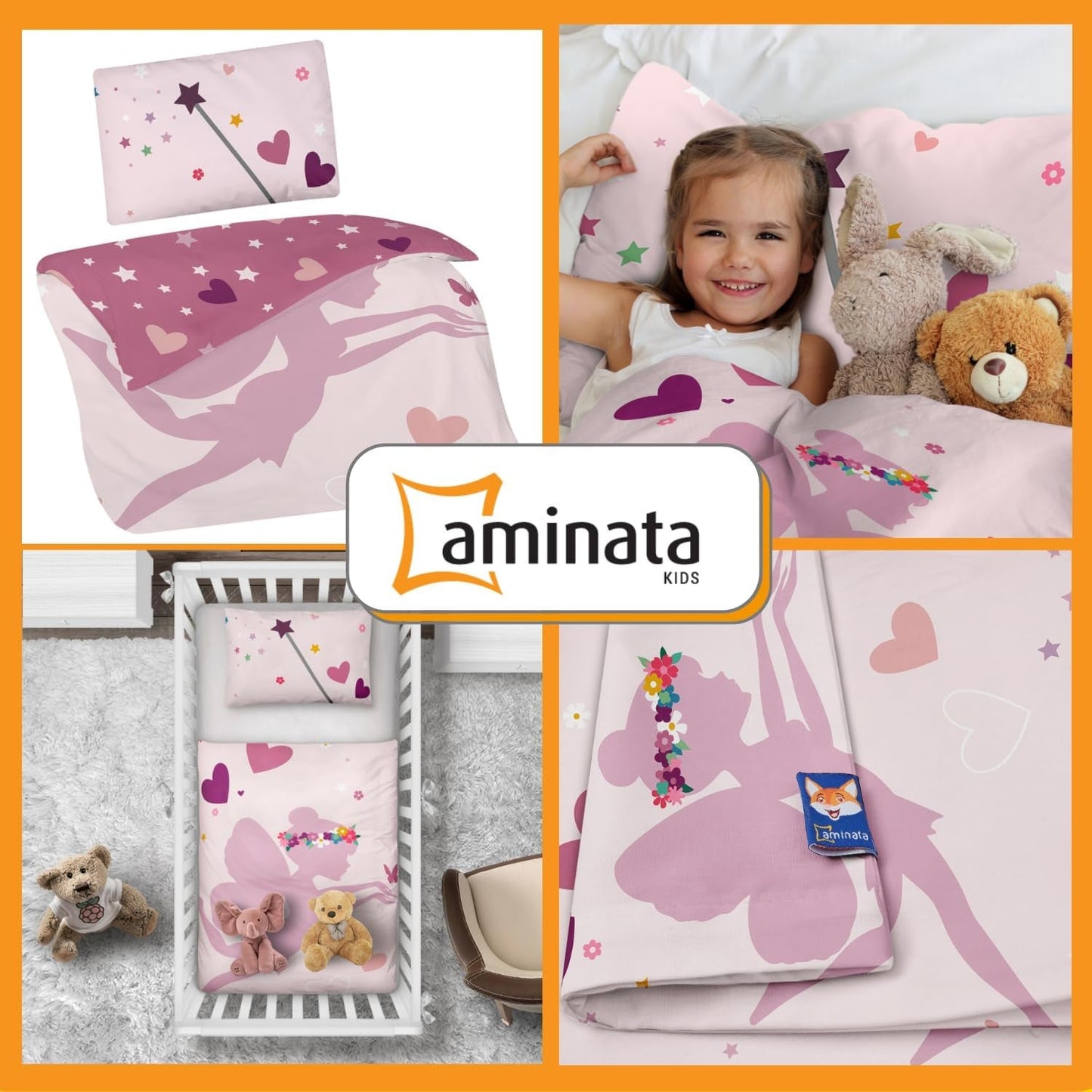 Aminata Kinderbeddengoed, feeën en elfjes, 100 X 135 cm Beddengoed - kinderen Naty Shop