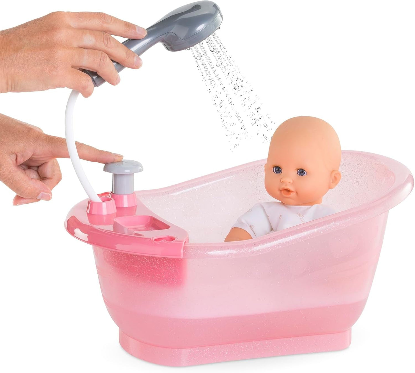 Corolle 9000141660 - Mon Grand Poupon badkuip met pompfunctie en rubberen eendje voor alle poppen van 30-36 cm, 32,5 cm, vanaf 3 jaar
