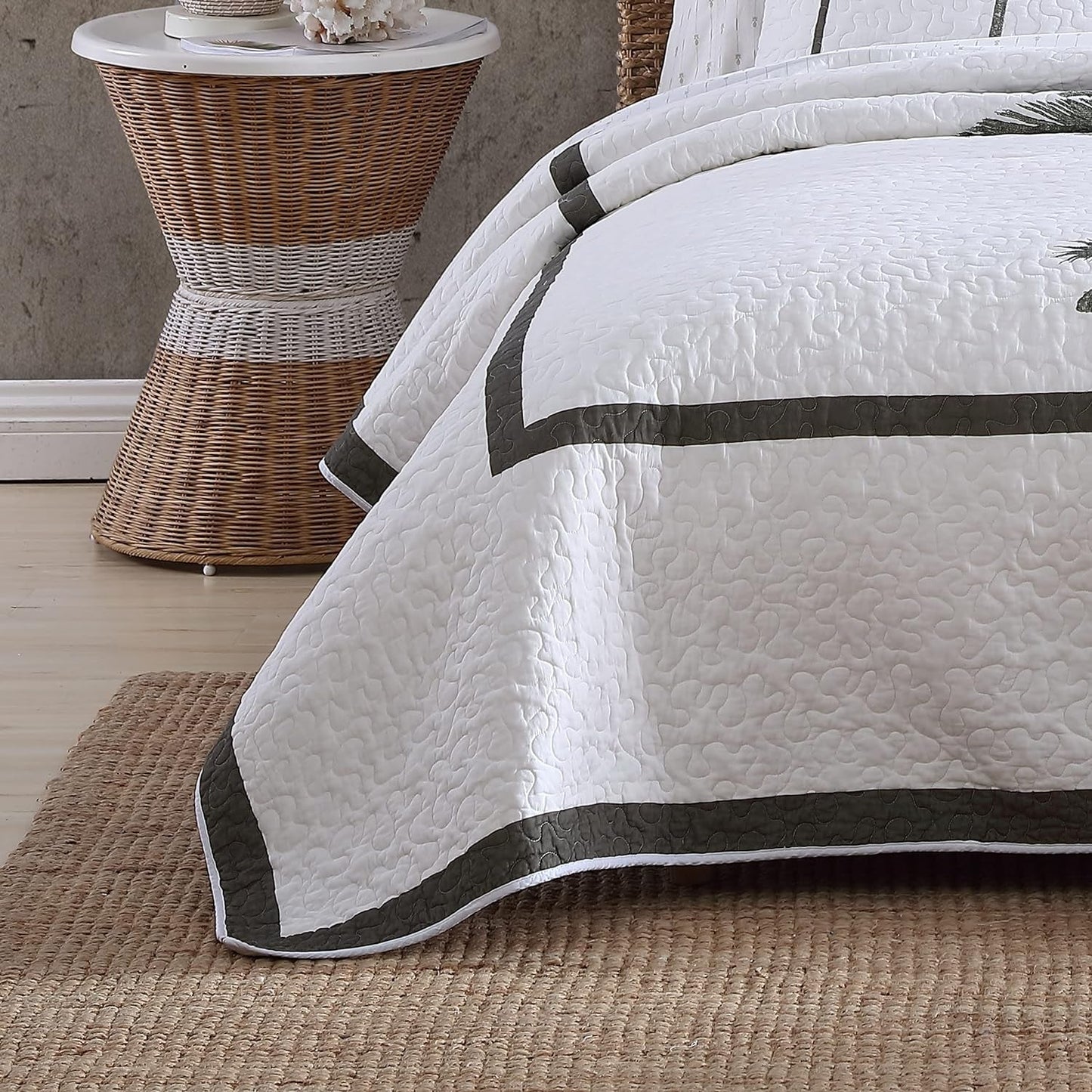 Tommy Bahama Palm Island-collectie | Dekbed - 100% katoen, omkeerbaar, zacht en ademend, voorgewassen voor extra zachtheid, kingsize bed, grijs Dekbedden en dekbedden Naty Shop