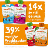 Pumpkin Organics zakjes biologische groenten en granen, pakje van 8: Peer, Aardbeien, Zoete aardappelen, Rode Biet, Banaan, Haver - Geen toegevoegde suiker¹ - Vanaf 6 maanden - als tussendoortje of aanvullend voedsel in de verpakking (8 x 100g)