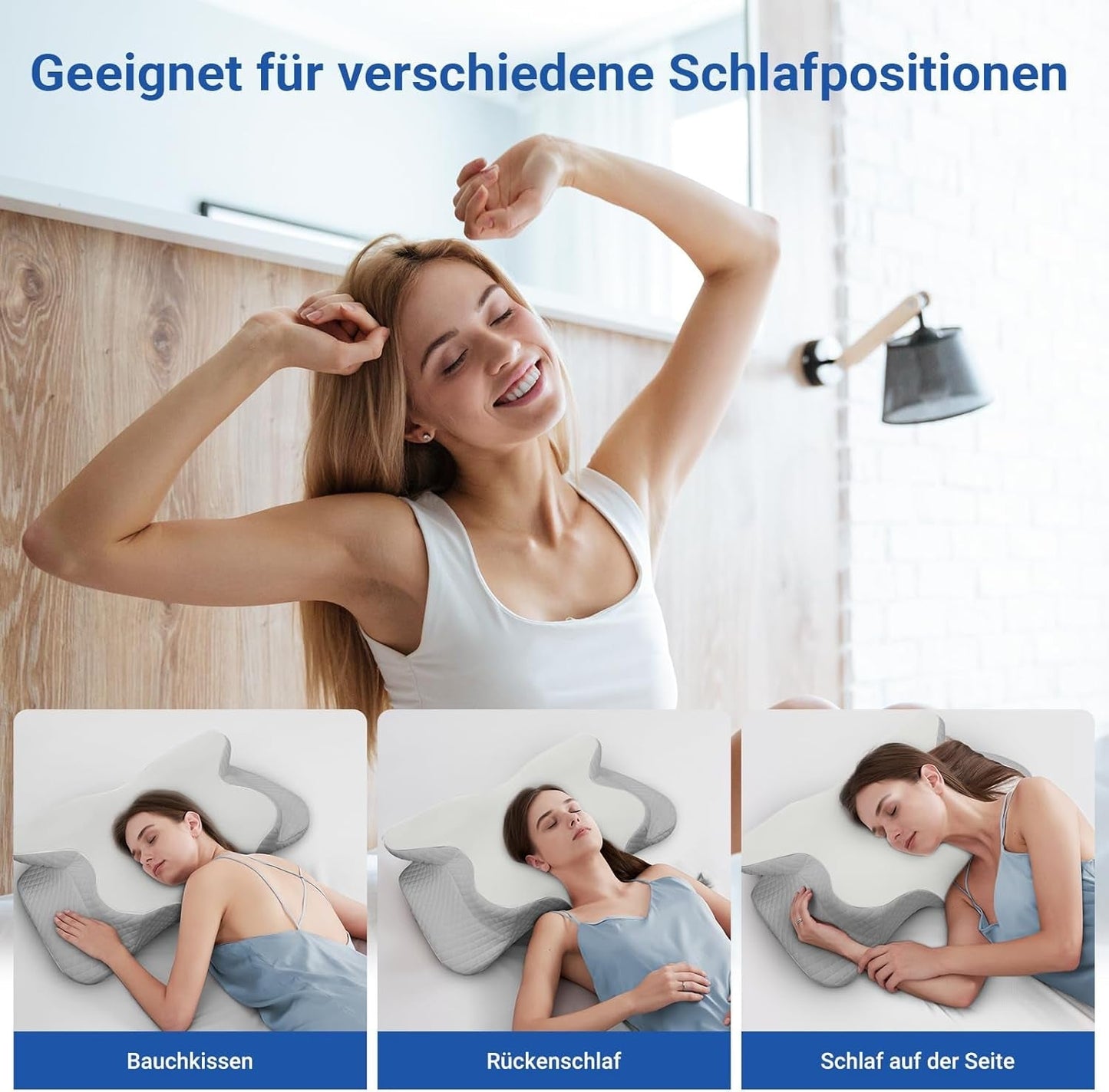 NVKHG Memory Foam Kussen Ergonomisch Nekkussen Hoofdkussen, Memory Foam Kussen Hoofdkussen Voor Zij-, Rug- en Buikslaper Om de Slaapkwaliteit Te Verbeteren, 60X41X13/11Cm Cervicale Orthopedische Kussens Naty Shop