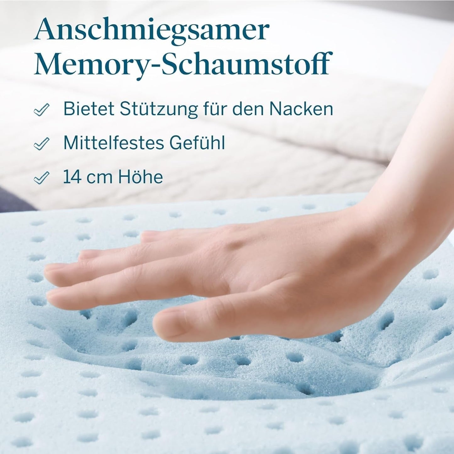 LUCID memory foam kussen met gel 40x60 cm - ademend - verkoelend effect - wasbare hoes - Oeko-Tex gecertificeerd kussen, wit