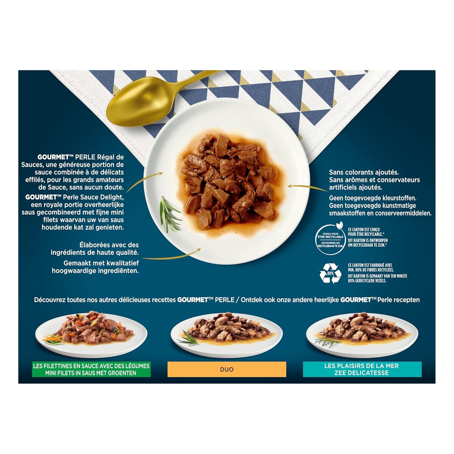 Parel | Saushouder | Volwassen kat | Rundvlees, Kip, Tonijn, Zalm | 12 x 85 g | Versheidszakjes (verpakking kan variëren)