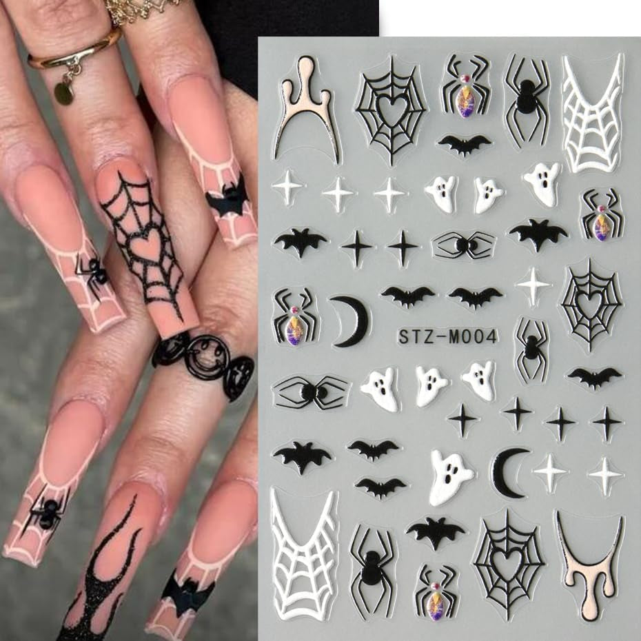 JMEOWIO Nagelsticker Halloween 6 Blatt Nail Art Sticker Selbstklebend Nagelaufkleber Decoratie Nageldesign Zubehör