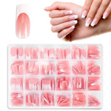 360pcs Kunstnagels Franse nagels Medium rechthoek Kunstnagels Natuurlijke nepnagels DIY valse nageltips met nagelvijl Druk op kunstnagels voor dames en dames