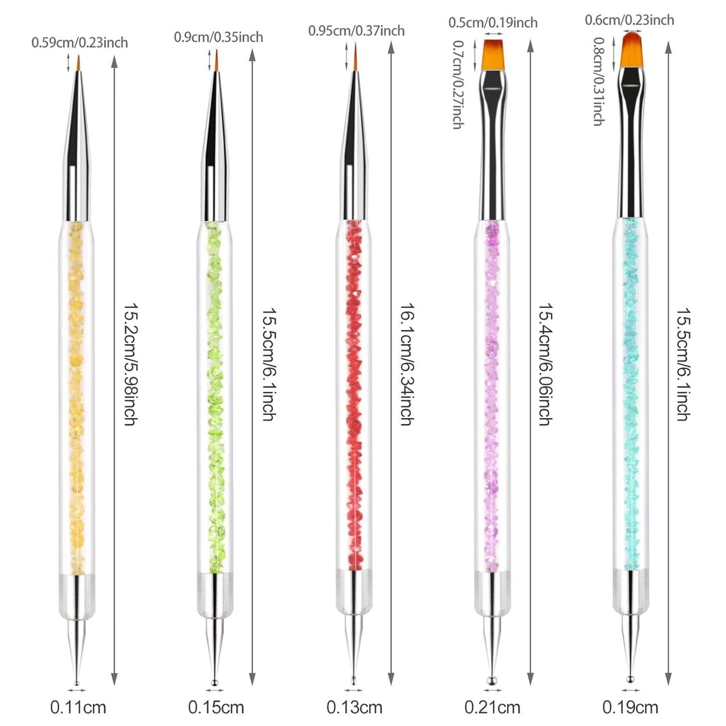 Sulularpek 5 Stück Nagel Pinsel, Nageldesign Pinsel, Dotting Tool, Nail Art Liner Pinsel, Nagelverlängerung Gelpinsel, Nagelbürste Für Punktierungen, Zeichnen, Für DIY Nail Art Design