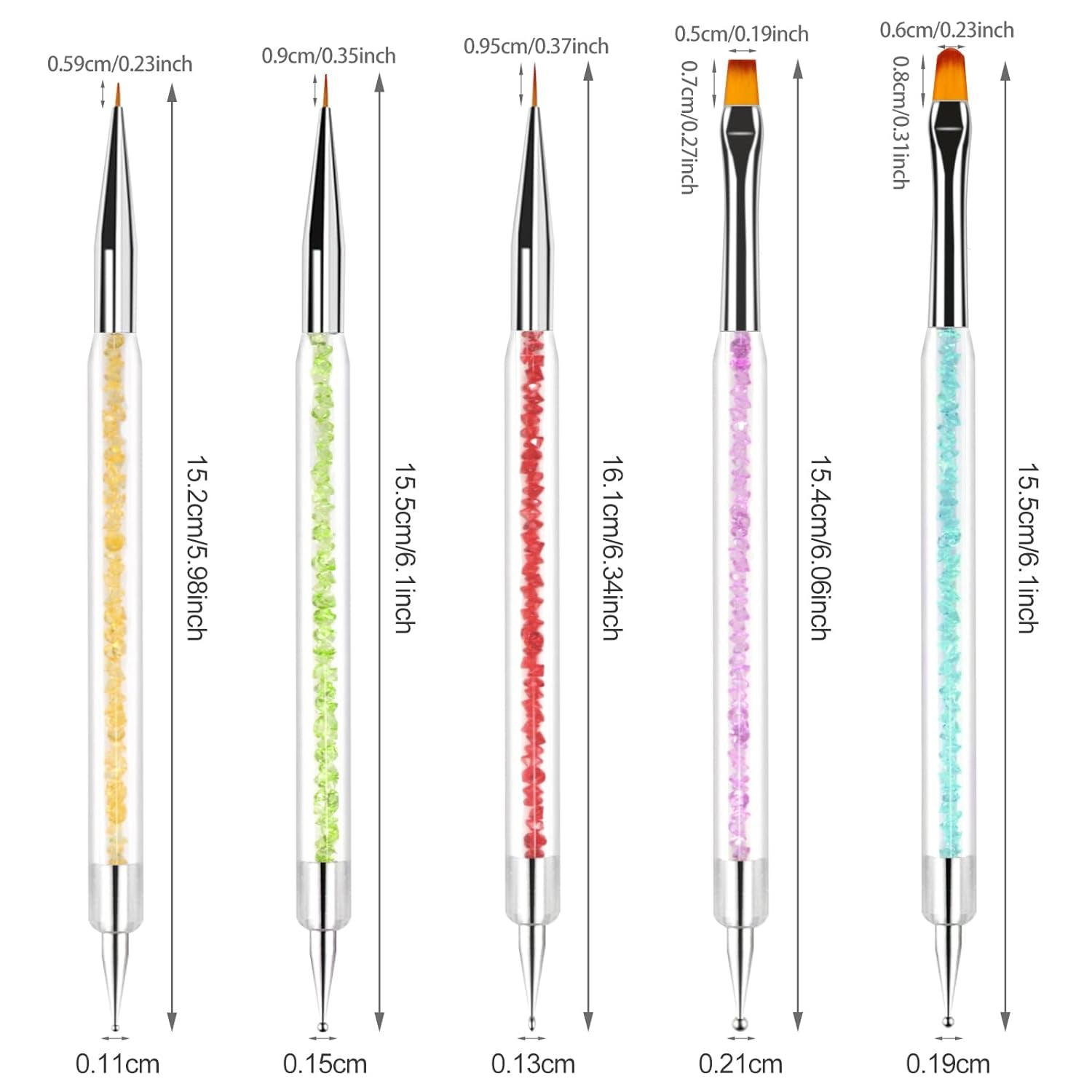Sulularpek 5 Stück Nagel Pinsel, Nageldesign Pinsel, Dotting Tool, Nail Art Liner Pinsel, Nagelverlängerung Gelpinsel, Nagelbürste Für Punktierungen, Zeichnen, Für DIY Nail Art Design